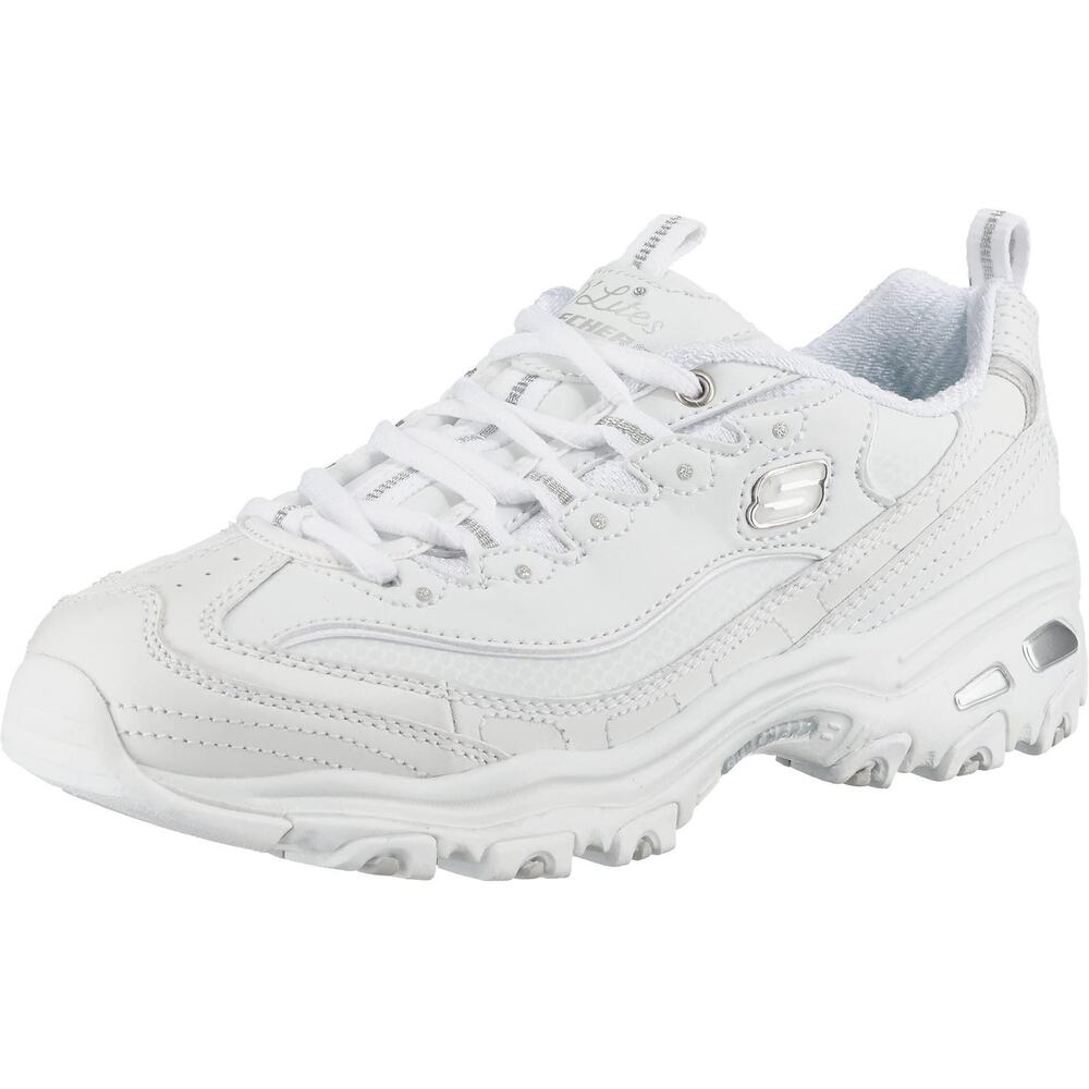 NWT Skechers D'Lites Start Memory Foam Lace-Up Sneakers, White, Women's 6.5M